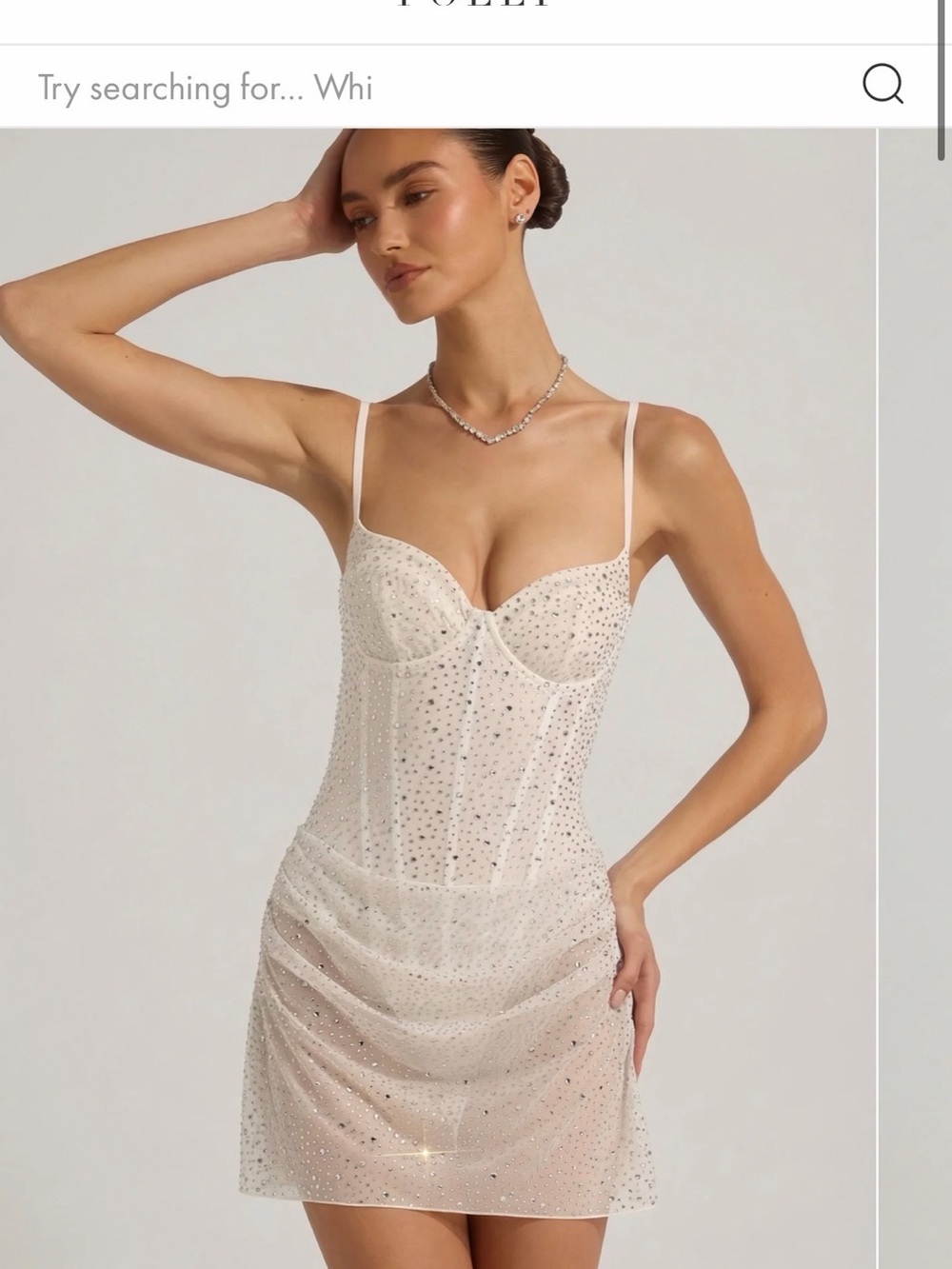 Oh Polly White Sheer Embellished Corset Slip